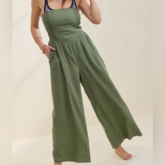 aerie Pants - Aerie Strapless Smocked Jumpsuit